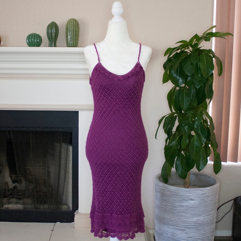 Boutique Europa Plum Crochet Dress